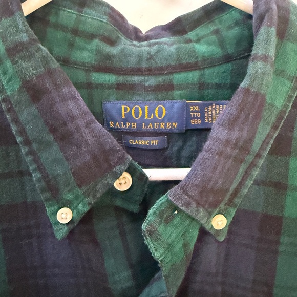 Polo Ralph Lauren Classic Fit Dark Green / Navy Plaid Button-Down Shirt, XXL - Picture 2 of 12